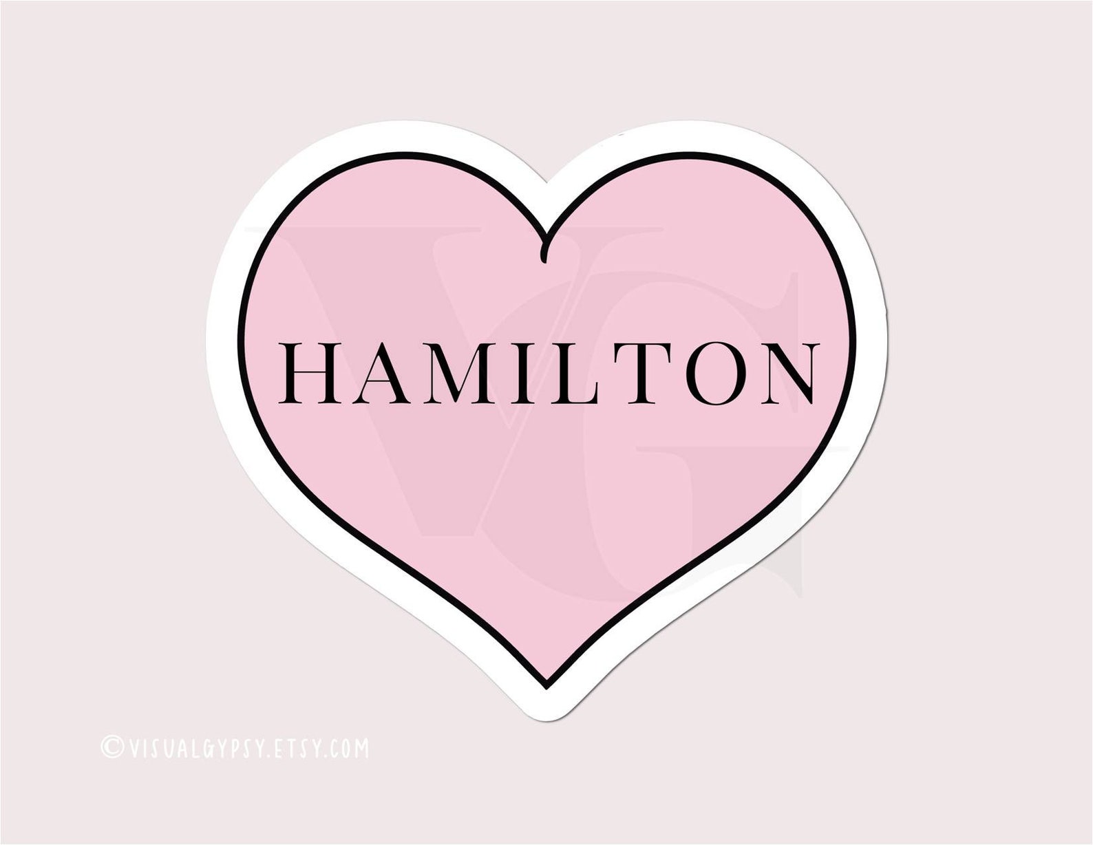 I Love Hamilton Sticker PNG Pink Heart for Hydro Flask Decal Etsy