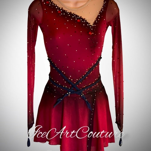 Black Ice Skating Dress Made to Fit Competition Figure Skate Etsy
