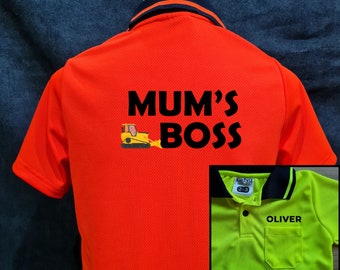 Mum's Boss + Name on pocket : Kid Hi-Vis Polo