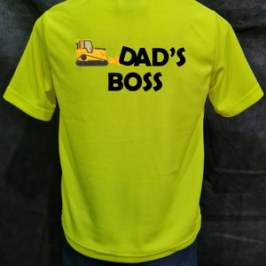 Dad's Boss Name on pocket : Kid Hi-Vis Polo Yellow