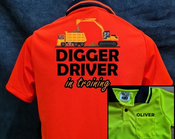 Digger Driver + Name on pocket : Kid Hi-Vis Polo