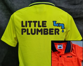 Little Plumber + Name on pocket : Kid Hi-Vis Polo