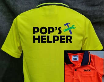 Pop's Helper + Name on pocket : Kid Hi-Vis Polo