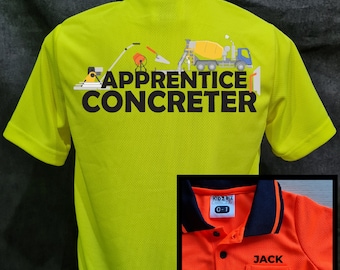 Apprentice Concreter + Name on pocket : Kid Hi-Vis Polo