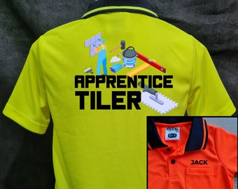 Apprentice Tiler + Name on pocket : Kid Hi-Vis Polo