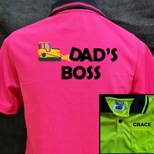 Dad's Boss Name on pocket : Kid Hi-Vis Polo image 3