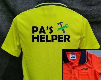 Pa's Helper + Name on pocket : Kid Hi-Vis Polo