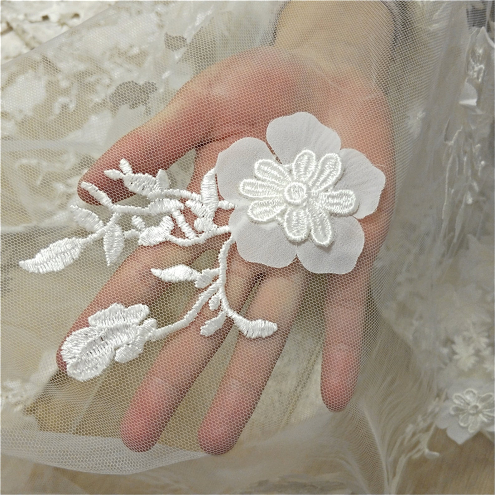 3D Embroidery Flower Lace Fabric Ivory Wedding Dress Lace Etsy