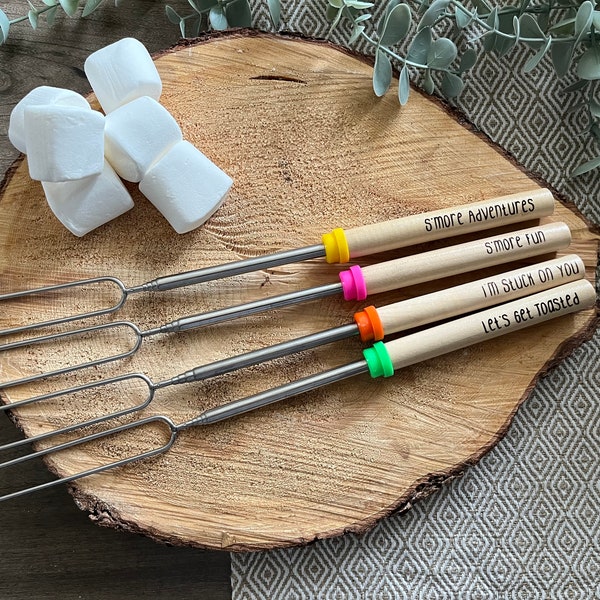 Roasting Sticks - S’mores Sticks - Engraved Punny Roasting Sticks - Customizable S’mores Sticks