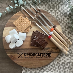 Acacia Wood S'mores Charcuterie Board: Bonfire Snack Tray