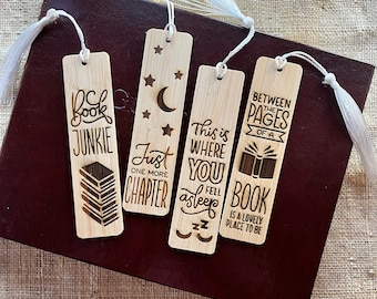 Wooden Engraved Bookmarks - Gift for Book Lovers