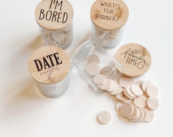 Glass Token Jars - I’m Bored - Mama Needs - What’s for Dinner - Daily Affirmation - Date Night - Family Time