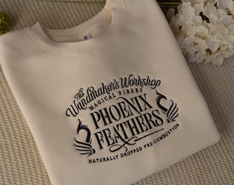 Gestickte Phoenix Federn Rundhalsausschnitt | Zauberer Pullover