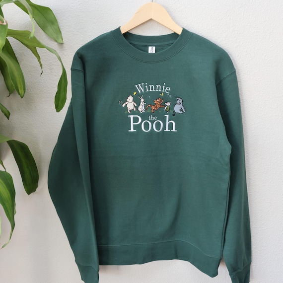 Winnie the Pooh Five Characters with Lettering Embroidered Crewneck & Hoodie