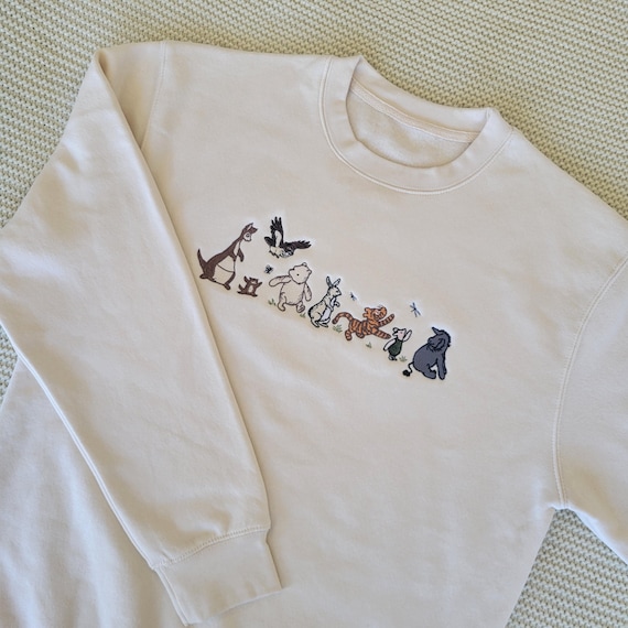 Classic Pooh Characters Embroidered Crewneck & Hoodie