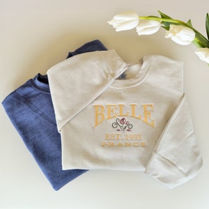 Belle Beauty and the Beast Embroidered Unisex Gildan Crewneck/Hoodie