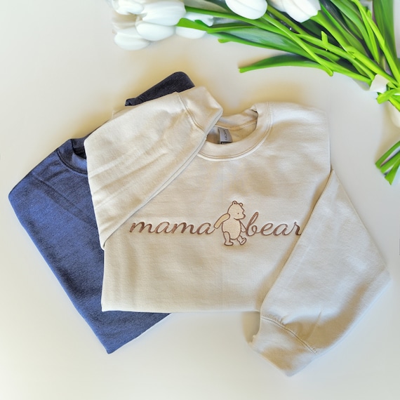 Mama Bear Embroidered Crewneck & Hoodie