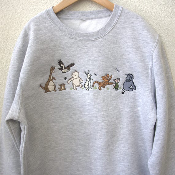 Youth Classic Pooh Characters Embroidered Crewneck & Hoodie