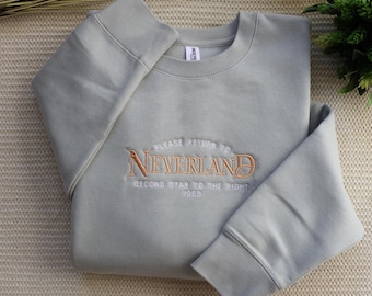 Geborduurde Neverland Peter Pan ronde hals | Fantasietrui