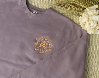 Bestickter goldener Frosch-Schwergewichts-Rundhalsausschnitt | Zauberer Geschenk