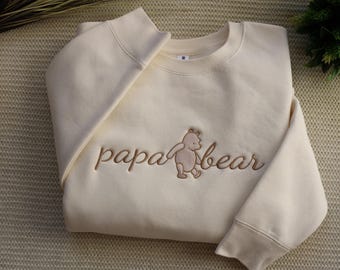 刺繍入りくまのプーさんパパベアクルーネックTシャツ｜ベビーシャワーギフト