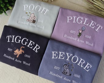 Embroidered Winnie The Pooh Heavyweight Crewneck | Pooh, Piglet, Tigger, Eeyore