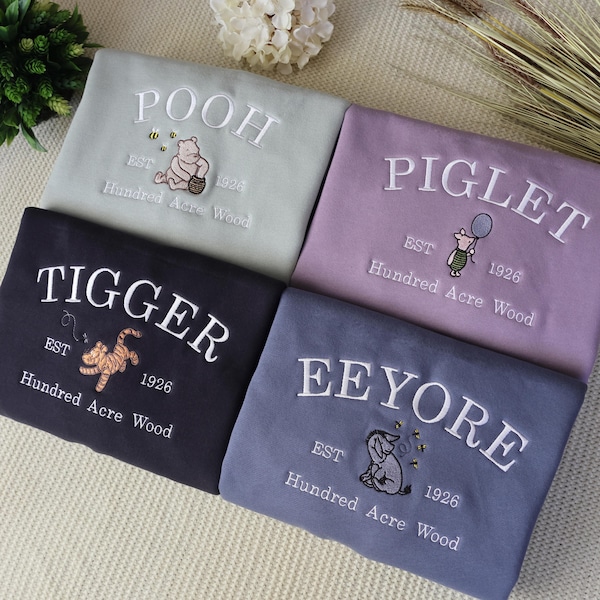 Embroidered Winnie The Pooh Crewneck | Pooh, Piglet, Tigger, Eeyore