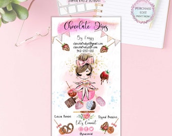 Brunette Pink Bow Cutie Chocolate Dips Card,  Specialty Desserts,