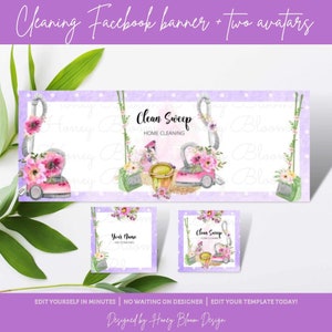 Vacuum Cleaning Logo, Cleaning Supplies Logo, Colorful Cleaning Service Logo, Pink Green Floral Cleaning Icons Logo,Housekeeping, Clean S image 9