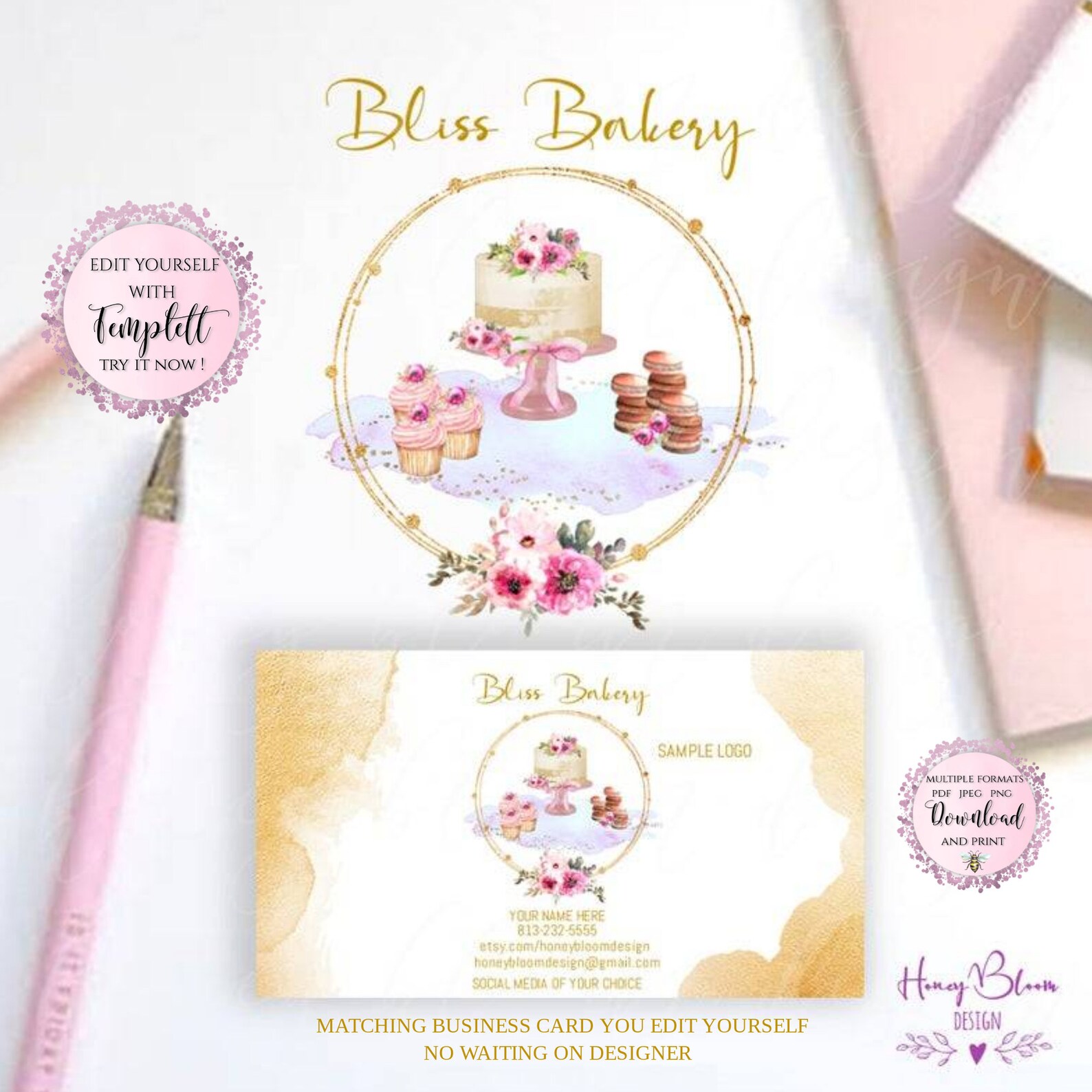 Cake Bakery Gift Voucher Add Your Logo to Voucher Gift Etsy