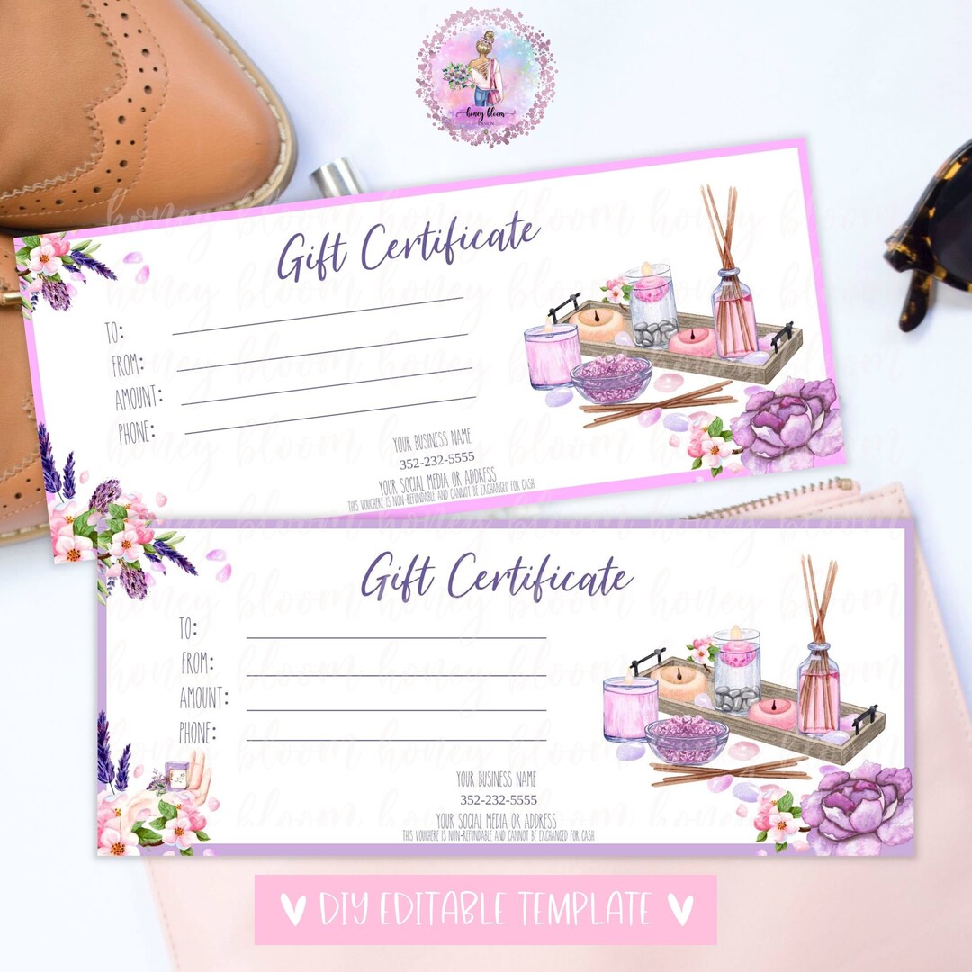 Spa Gift Certificate, Beauty Salon Makeup, DIY Facials Card, Spa Gift