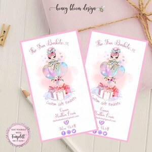 Gift Baskets Balloon Events Card, Pretty Balloon Artist Card, Women Atop Balloon Bouquet, Event Planner, Custom Gift Baskets