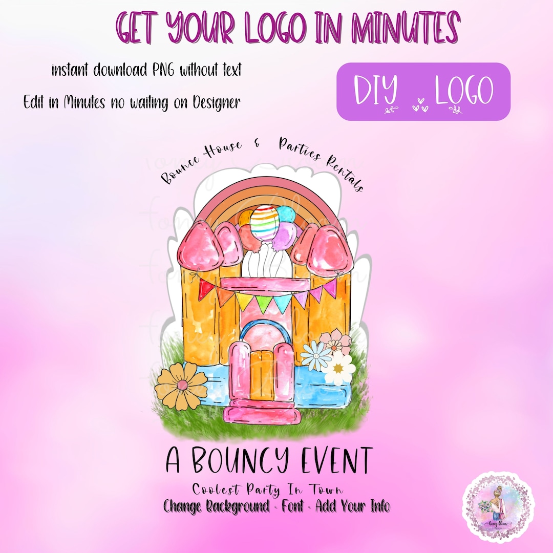 Bounce House Slide Logo Bouncing House Logo for Party Supply Shop Owner