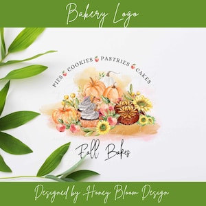 Fall Themed Bakery Logo, Pumpkins Pies Cookies Logo, Apple Cake Bakery Logo, Custom Cake Logo,Perfect For Cake Bakery, Specialty Bakery Logo