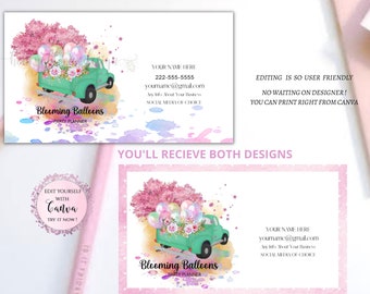 event planner business cards Party Planner Business Card Template, Event Planner Business Card, Balloon Artist Biz Card,Parties To Go Biz Card, Pink Blue Balloons Truck