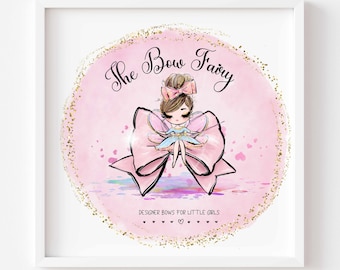 Handmade Bow Logo, You Choose Hair Skin Color, Sewing Girls Bow Shop Premade Logo, Etsy Shop Bow Logo, Pink Purples Circle Bow Logo,Adorable