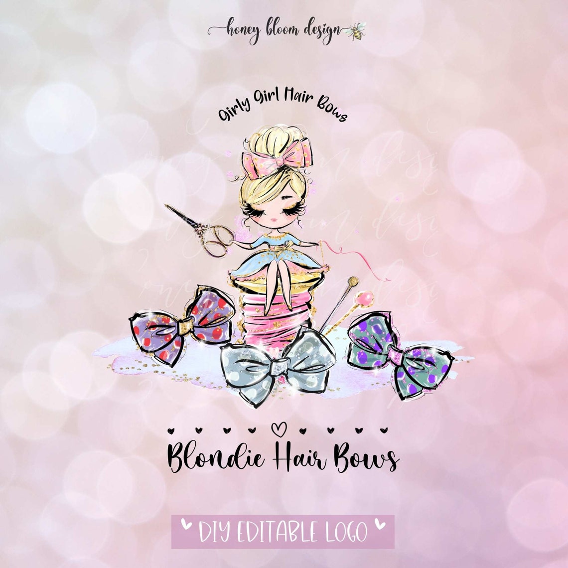 DIY Hair Bow Logo Bows Rainbow Colors Logo Blonde Cutie Etsy