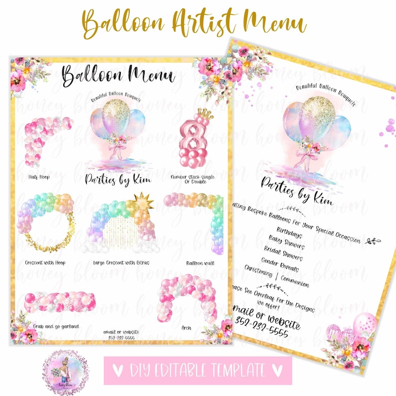 DIY Balloon Business Design Menu, Balloon Bouquet Design Menu, Branding Business Necessity Party Rentals, Bridal Baby Birthday, Balloon Art image 2