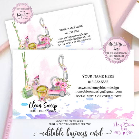 Vacuum Cleaning Business Card Cleaning Supplies Card Etsy