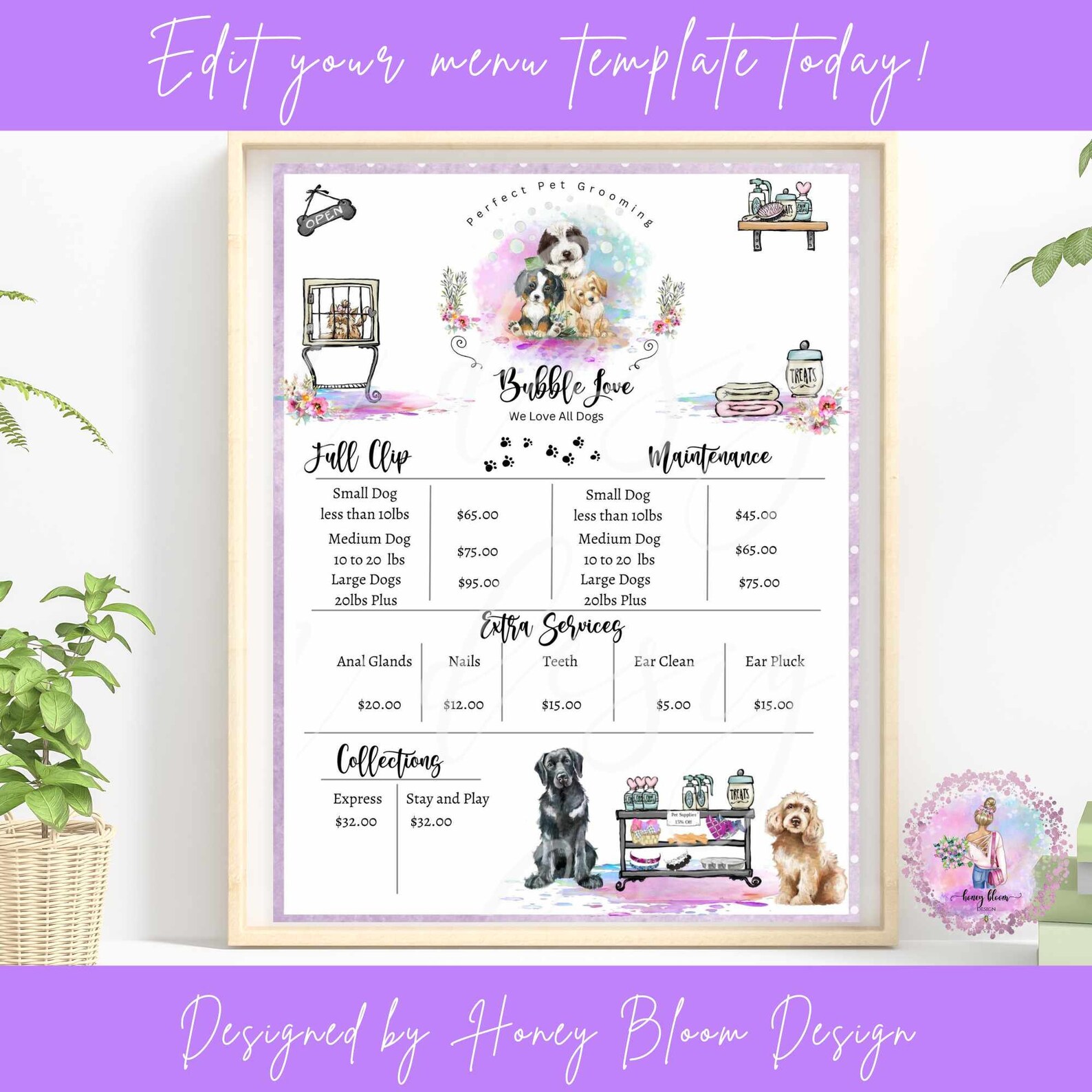 Adorable Pets Dog Groomer Price List Groomer Service List Etsy