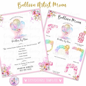 DIY Balloon Business Design Menu, Balloon Bouquet Design Menu, Branding Business Necessity Party Rentals, Bridal Baby Birthday, Balloon Art image 1