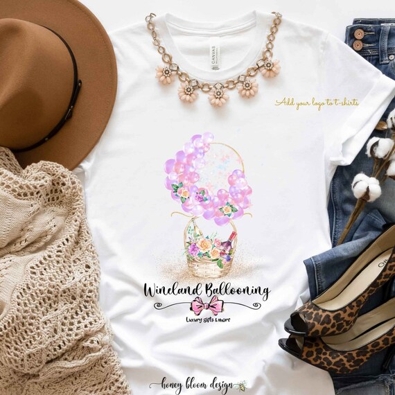 Wine Flowers Gift Basket Balloons Logo Glam Pink Floral Etsy