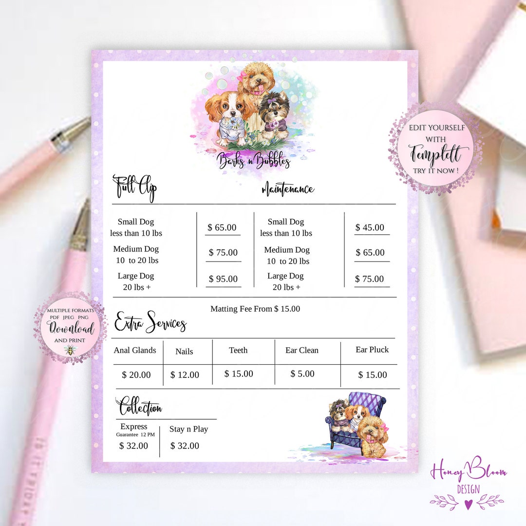 Adorable Pets Dog Groomer Price List, Groomer Service List, Pet Sitting