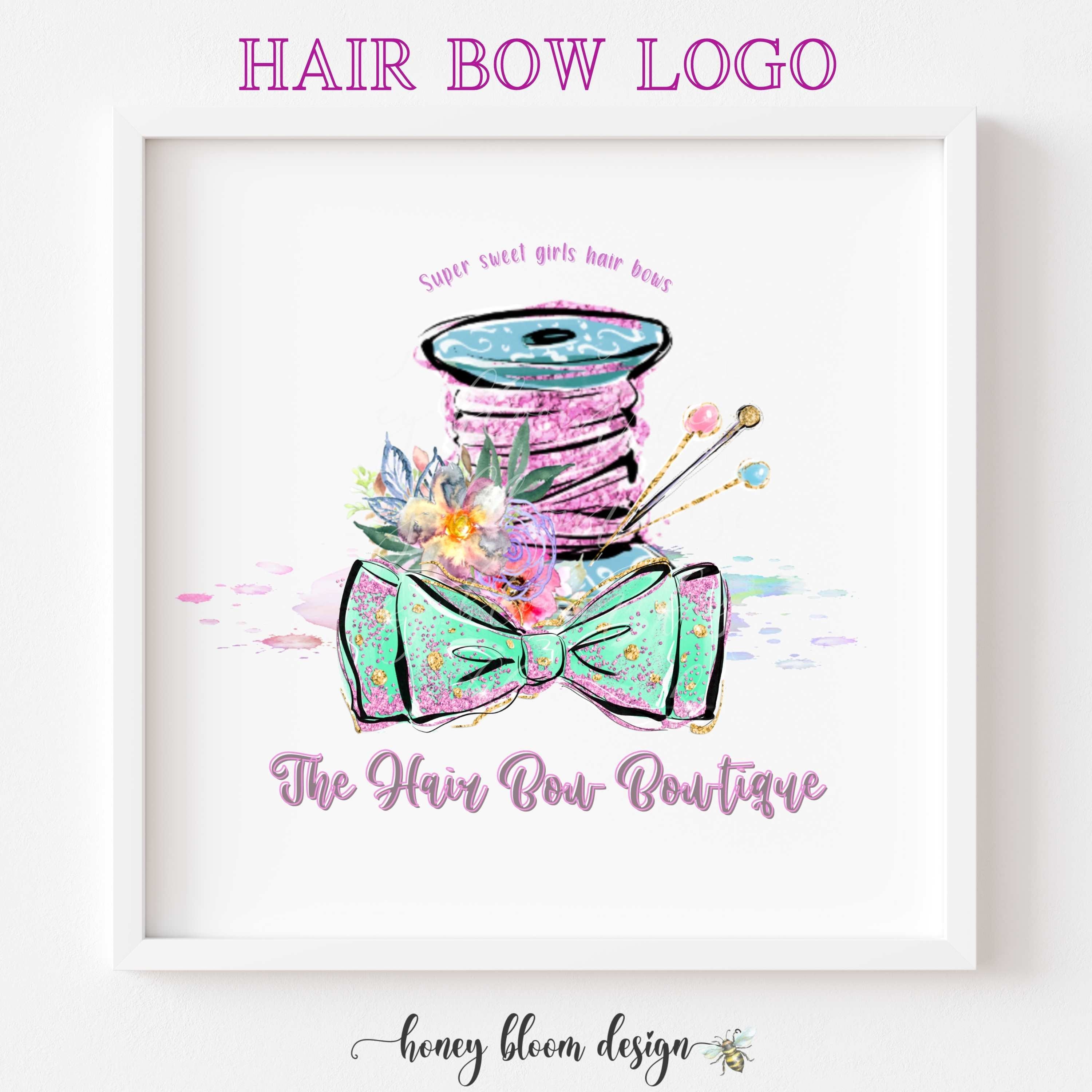 DIY Hair Bow Logo Bows Rainbow Colors Logo Pink Purple Teal Etsy