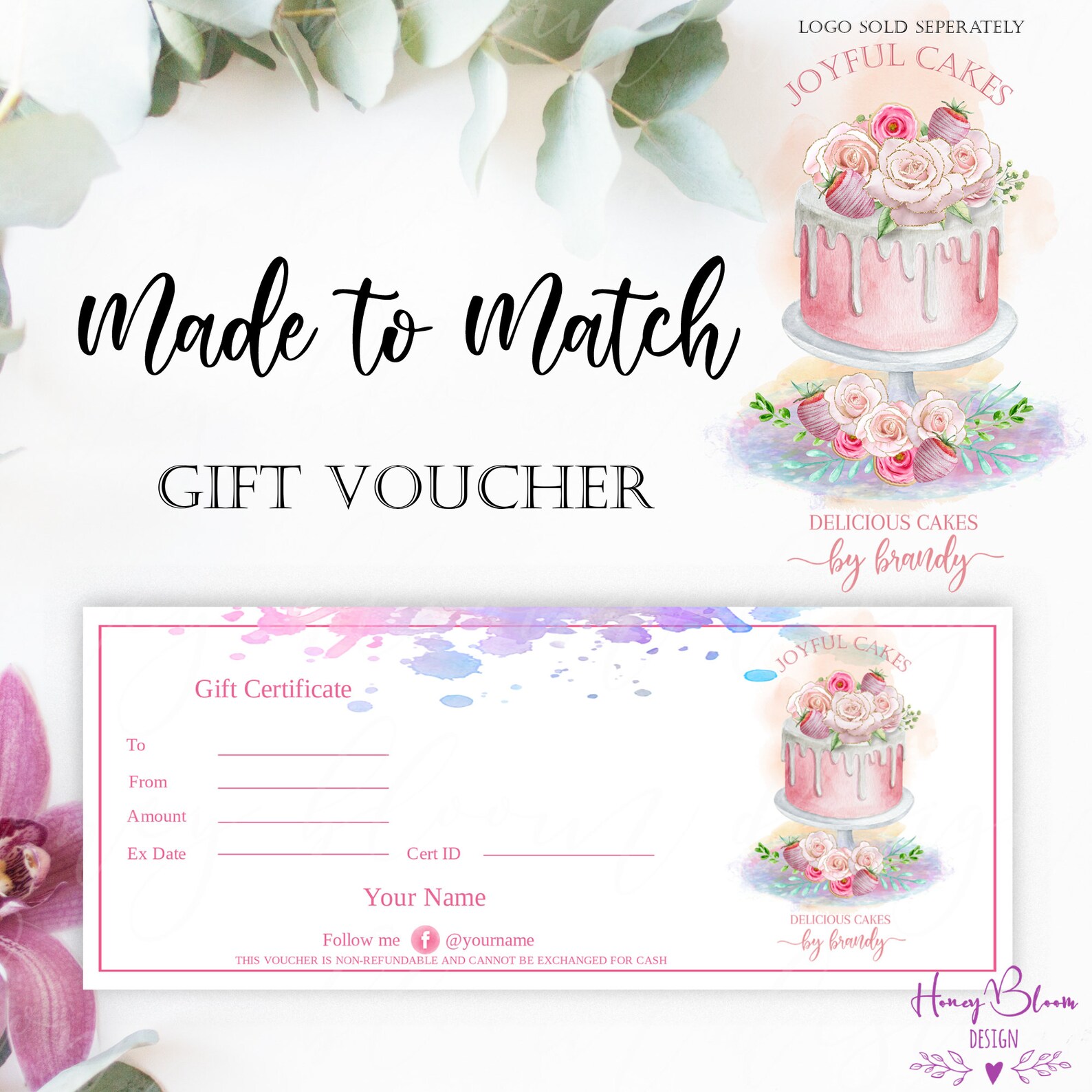 Bakery Gift Voucher Add Your Matching Logo To Voucher Gift Etsy