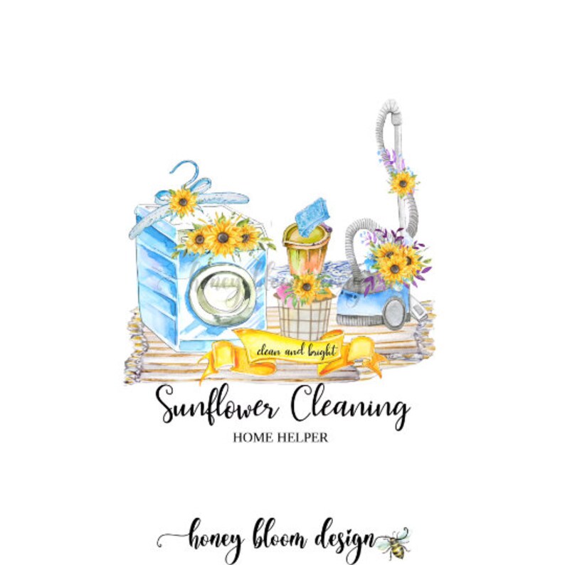 Sunflower Cleaning Business Card Washing Machine Card blue Etsy