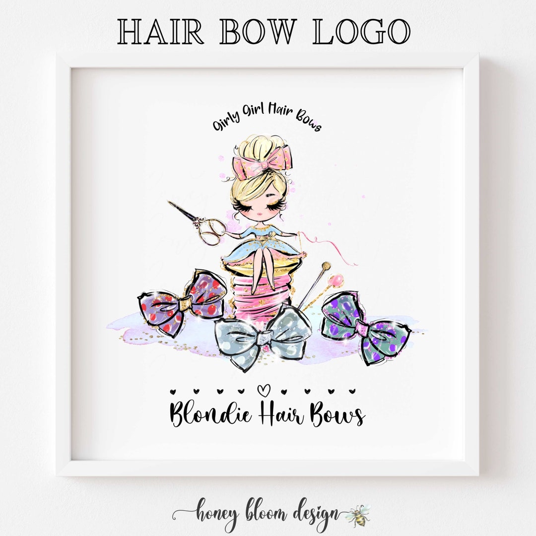 DIY Hair Bow Logo, Bows Rainbow Colors Logo, Blonde Cutie Sewing Bows