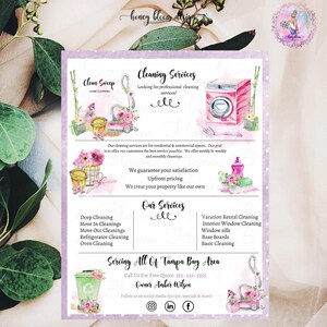 Vacuum Cleaning Logo, Cleaning Supplies Logo, Colorful Cleaning Service Logo, Pink Green Floral Cleaning Icons Logo,Housekeeping, Clean S image 5