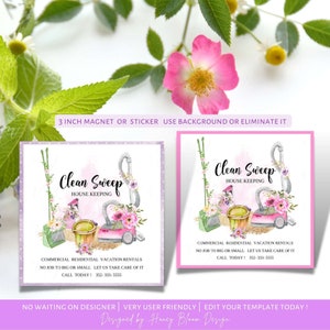 Vacuum Cleaning Logo, Cleaning Supplies Logo, Colorful Cleaning Service Logo, Pink Green Floral Cleaning Icons Logo,Housekeeping, Clean S image 8