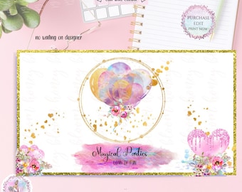 DIY Canva Balloon Business Card, Colorful Balloons Bouquet, Party Event Planner Business Card, Front Back One Sided Card Appt. Card Included